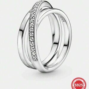 Triple Twisted Ring Size 7 with Lab Diamonds on Balinese style band 925 …